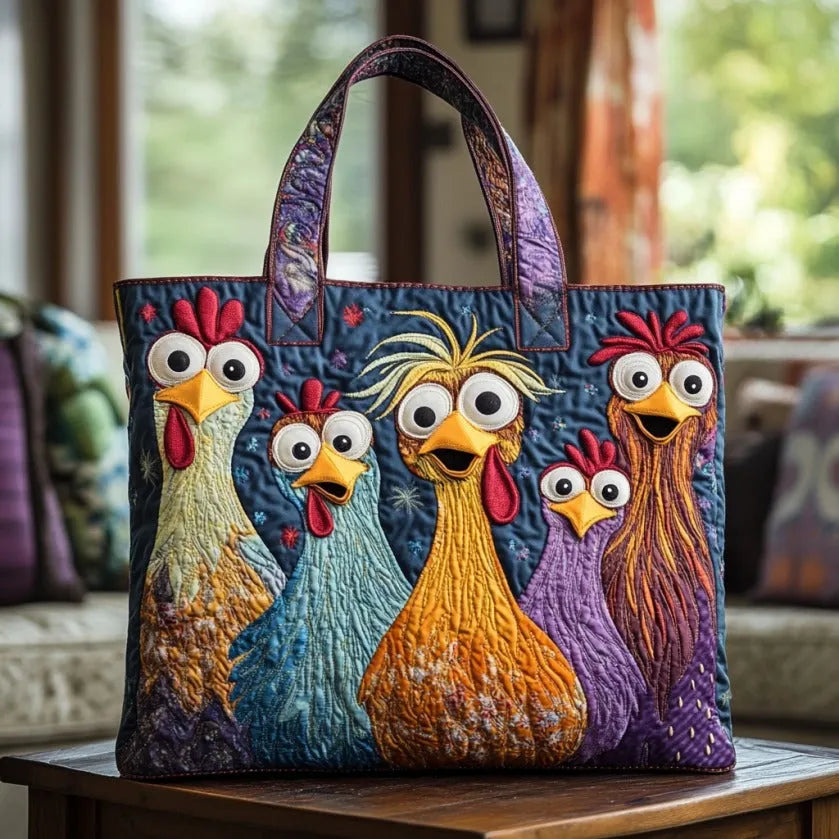 Bolsa artesanal | Cinco gallinas coloridas