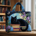Bolso artesanal | Gato negro y libro