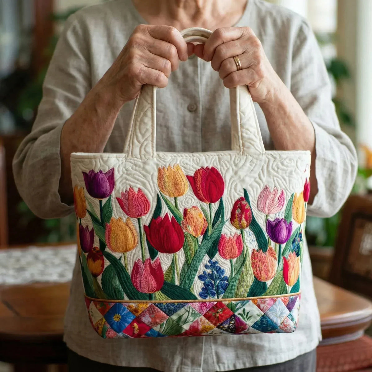 Bolso artesanal | Jardín de tulipanes